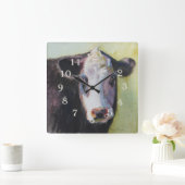 Cow Clock II - Designed by Ohio Artist Terri Meyer Quadratische Wanduhr (Zuhause)