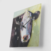 Cow Clock II - Designed by Ohio Artist Terri Meyer Quadratische Wanduhr (Winkel)