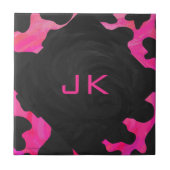 Cow Cow Hot Pink und Black Print Fliese (Vorderseite)