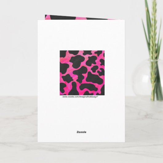 Cow Cow Hot Pink und Black Print Karte (Rückseite)