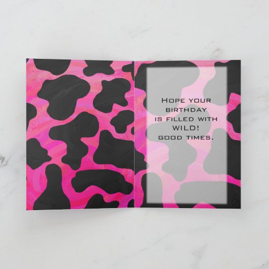 Cow Cow Hot Pink und Black Print Karte (Innenseite)