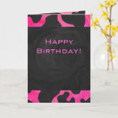 Cow Cow Hot Pink und Black Print Karte (Gelbe Blume)