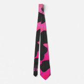 Cow Cow Hot Pink und Black Print Krawatte (Rückseite)