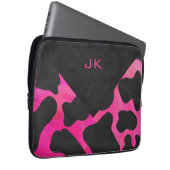 Cow Cow Hot Pink und Black Print Laptopschutzhülle (Vorne Rechts)