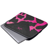 Cow Cow Hot Pink und Black Print Laptopschutzhülle (Vorne Knopf)