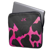 Cow Cow Hot Pink und Black Print Laptopschutzhülle (Vorderseite Links)