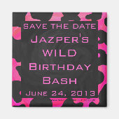 Cow Cow Hot Pink und Black Print Magnet (Vorne)