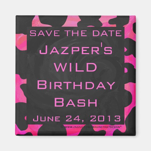 Cow Cow Hot Pink und Black Print Magnet (Vorne)