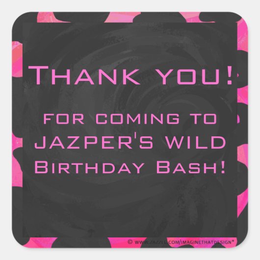 Cow Cow Hot Pink und Black Print Quadratischer Aufkleber (Vorderseite)