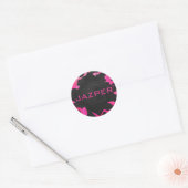 Cow Cow Hot Pink und Black Print Runder Aufkleber (Umschlag)