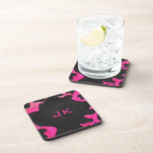 Cow Cow Hot Pink und Black Print Untersetzer (Rechte Seite)