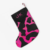 Cow Cow Hot Pink und Schwarz Print Muster Kleiner Weihnachtsstrumpf (Rückseite (Hängend))