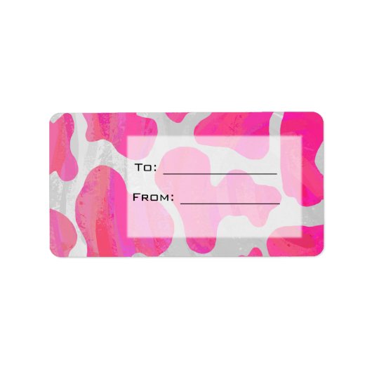 Cow Cow Hot Pink und White Print Adressaufkleber (Vorne)
