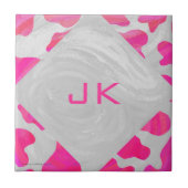 Cow Cow Hot Pink und White Print Fliese (Vorderseite)