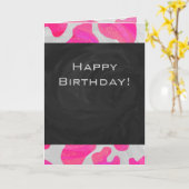 Cow Cow Hot Pink und White Print Karte (Gelbe Blume)