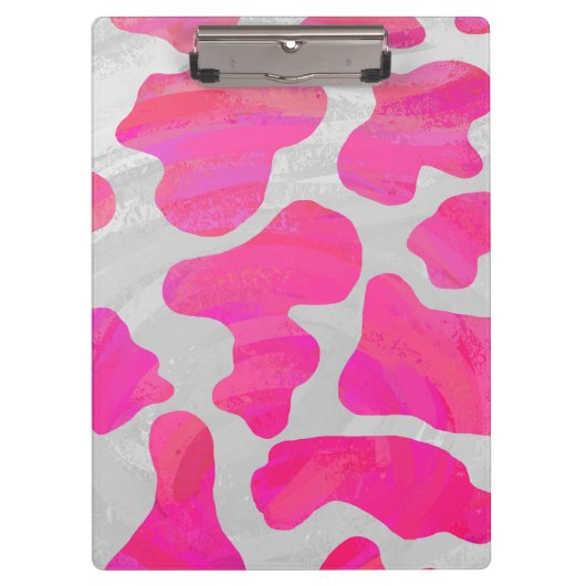 Cow Cow Hot Pink und White Print Klemmbrett (Vorderseite)