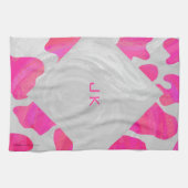 Cow Cow Hot Pink und White Print Küchentuch (Horizontal)
