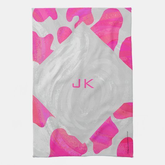 Cow Cow Hot Pink und White Print Küchentuch (Vertikal)