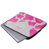 Cow Cow Hot Pink und White Print Laptopschutzhülle (Vorne Knopf)