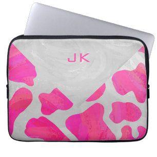 Cow Cow Hot Pink und White Print Laptopschutzhülle