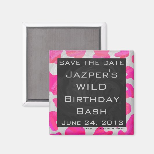 Cow Cow Hot Pink und White Print Magnet (Vorderseite/Rückseite)