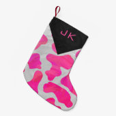 Cow Cow Hot Pink und White Print Muster Kleiner Weihnachtsstrumpf (Vorderansicht (hängend))