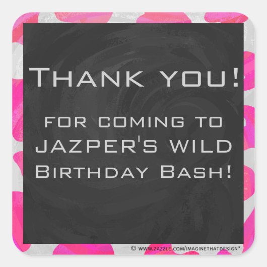 Cow Cow Hot Pink und White Print Quadratischer Aufkleber (Vorderseite)