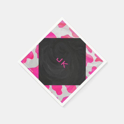 Cow Cow Hot Pink und White Print Serviette (Ecke)