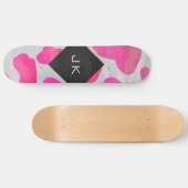 Cow Cow Hot Pink und White Print Skateboard (Horizontal)
