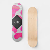 Cow Cow Hot Pink und White Print Skateboard (Vorderseite)
