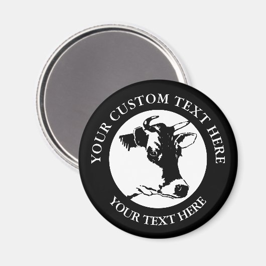 Cow Custom Text Classic Round Magnet (Vorderseite/Rückseite)