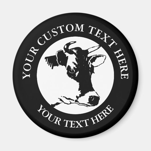 Cow Custom Text Classic Round Magnet (Vorne)