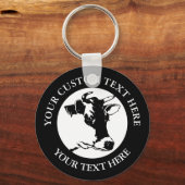Cow Custom Text Classic Round Schlüsselanhänger (Vorderseite)