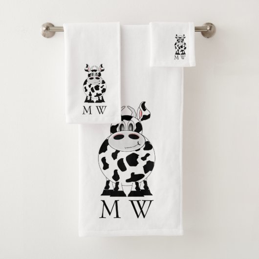 Cow Design Monogrammed Badhandtuch Set (Insitu)