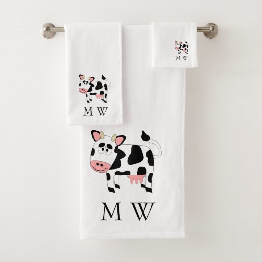 Cow Design Monogrammed Badhandtuch Set (Insitu)