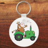 Cow Driving A Tractor Schlüsselanhänger (Vorderseite)