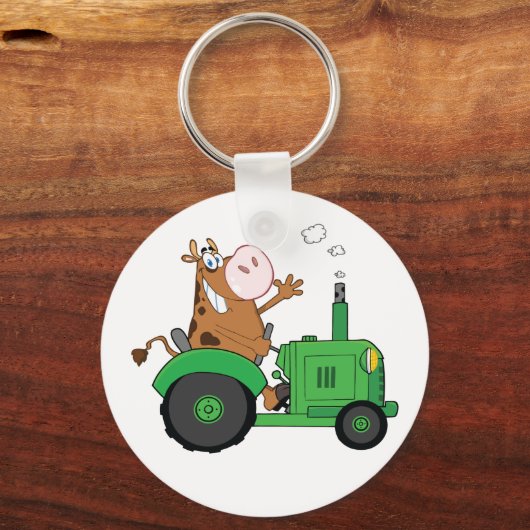 Cow Driving A Tractor Schlüsselanhänger (Vorderseite)