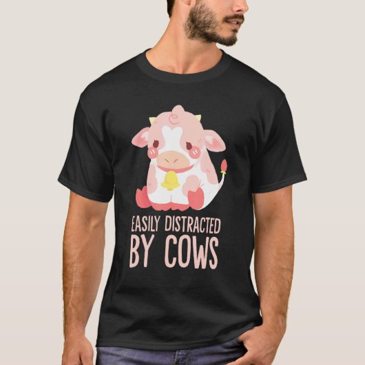 Cow Easily Distracted By Cows World Farm Animals T-Shirt (Vorderseite)