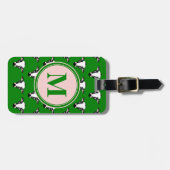 COW FACE gefliester Zazzle Muster dunkelgrün.png Gepäckanhänger (Vorderseite horizontal)