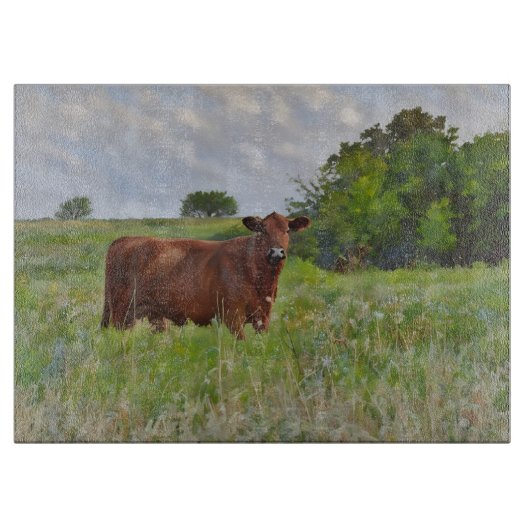 Cow Farm Style Art Country Style Glass Schneidebrett (Vorderseite)