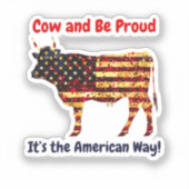 Cow Flag Amerika Aufkleber (Vorderseite)