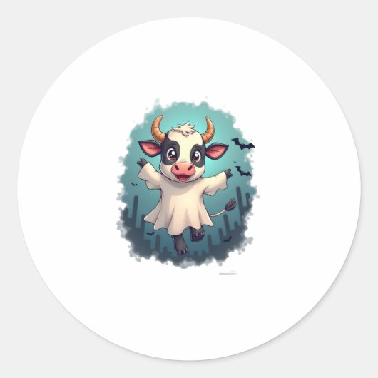 Cow Ghost Boo-levard Runder Aufkleber (Vorderseite)