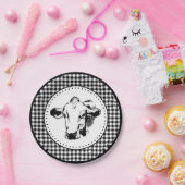 Cow Gingham Farmhouse Pappteller (Party)