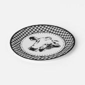 Cow Gingham Farmhouse Pappteller (Schrägansicht)