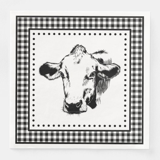 Cow Gingham Farmhouse Serviette (Vorderseite)