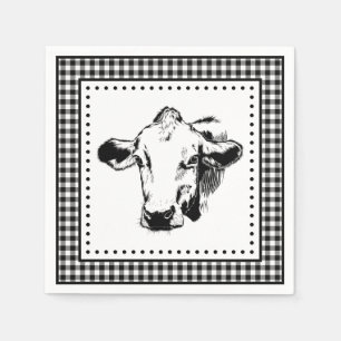 Cow Gingham Farmhouse Serviette