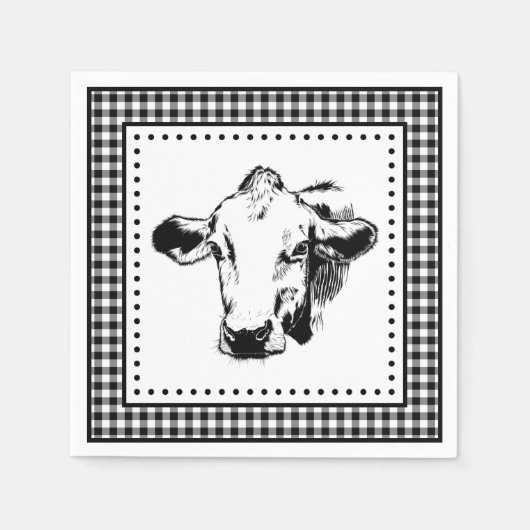 Cow Gingham Farmhouse Serviette (Vorderseite)