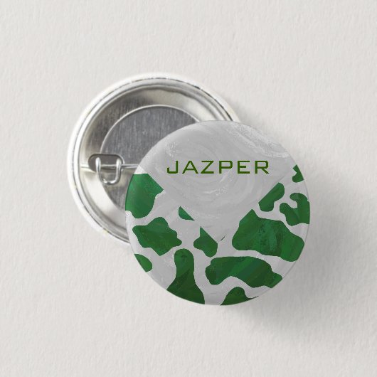 Cow Green und White Monogram Button (Vorne & Hinten)