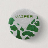 Cow Green und White Monogram Button (Vorderseite)