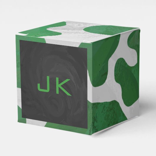 Cow Green und White Monogram Geschenkschachtel (Vorderseite)